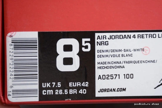 Tag) AO2571 Levi's Jordan (Levi's White AO2571 Air 4 Retro 100 100 0308